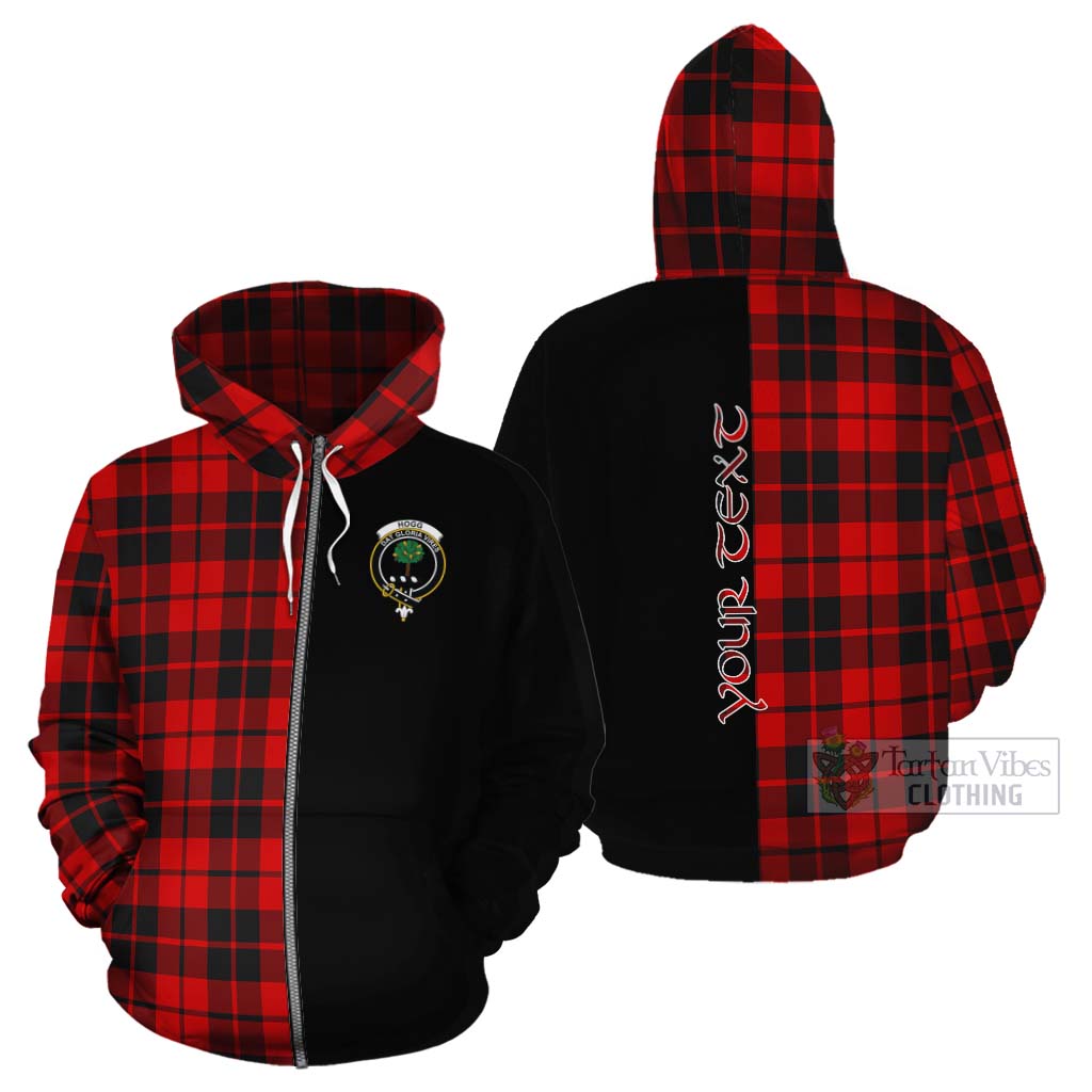 Tartan Vibes Clothing Hogg (Hog) Tartan Cotton Hoodie with Family Crest and Half Of Me Style