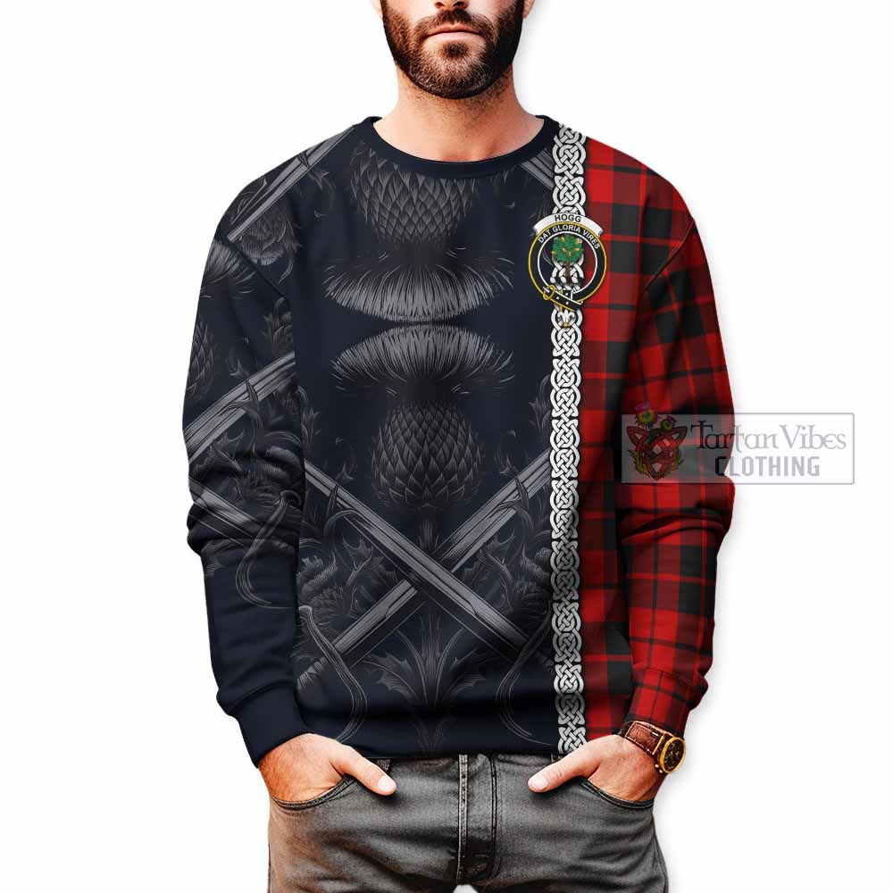 Tartan Vibes Clothing Hogg (Hog) Tartan Sweatshirt with Family Crest Cross Sword Thistle Celtic Vibes