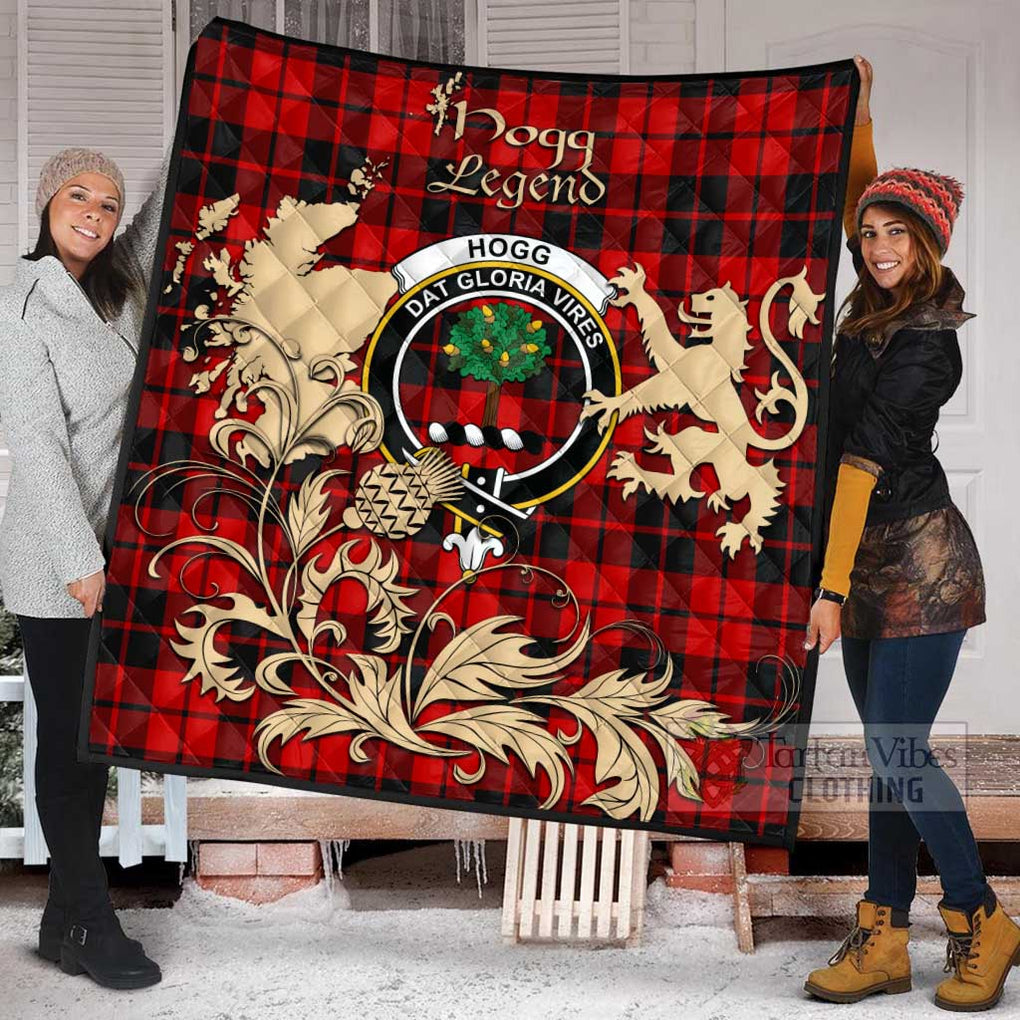 Tartan Vibes Clothing Hogg (Hog) Tartan Quilt with Family Crest and Scottish Symbol Style