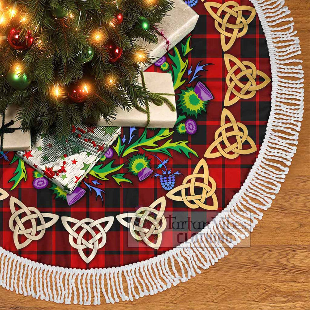 Tartan Vibes Clothing Hogg (Hog) Tartan Christmas Tree Skirt with Thistle Celtic Knot Style