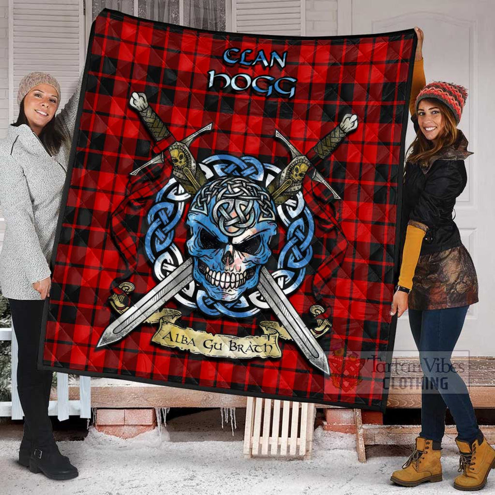 Tartan Vibes Clothing Hogg (Hog) Tartan Quilt with Celtic Skull Alba Gu Brath Style