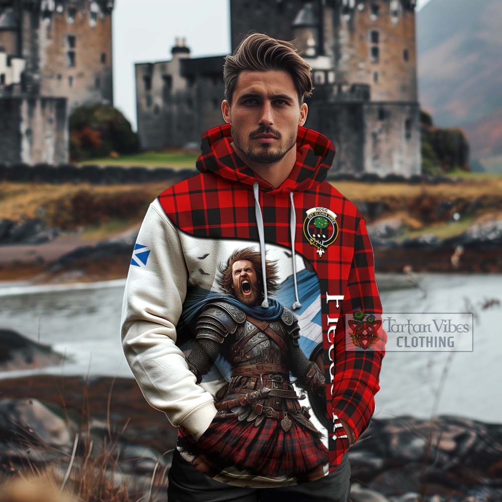 Tartan Vibes Clothing Hogg (Hog) Crest Tartan Cotton Hoodie Inspired by the Freedom of Scottish Warrior