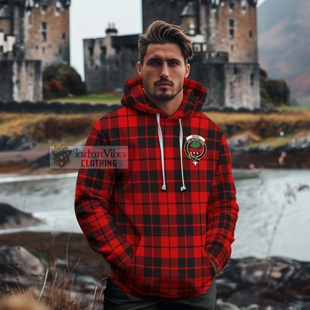 Tartan Vibes Clothing Hogg (Hog) Tartan Cotton Hoodie with Family Crest Celtic Skull Style