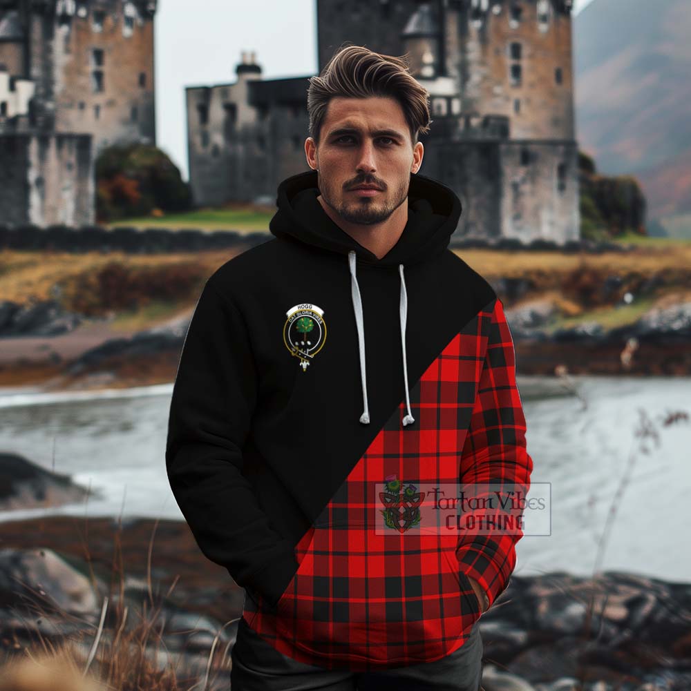 Tartan Vibes Clothing Hogg (Hog) Tartan Cotton Hoodie with Family Crest and Military Logo Style