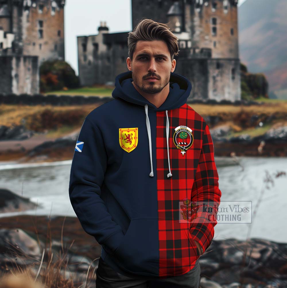 Tartan Vibes Clothing Hogg (Hog) Tartan Cotton Hoodie Alba with Scottish Lion Royal Arm Half Style