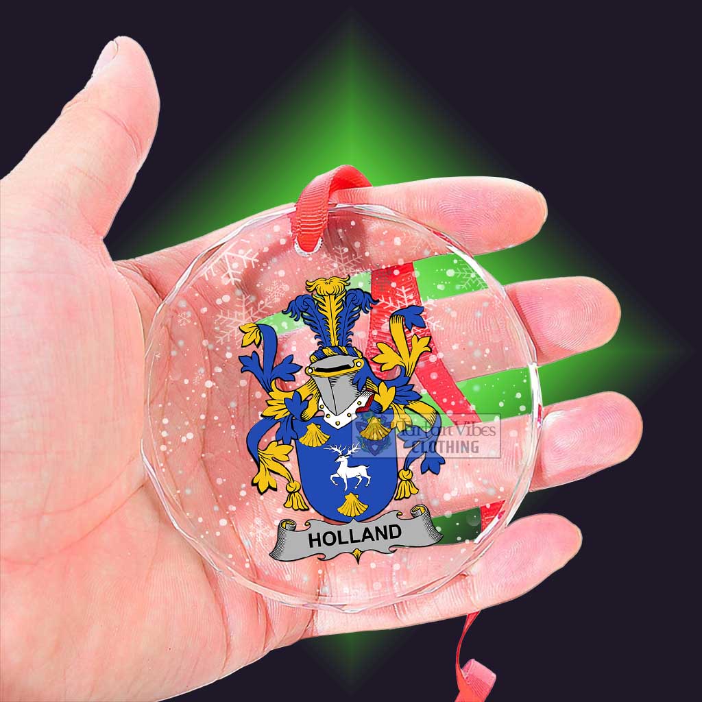 Holland Irish Clan Christmas Glass Ornament with Coat of Arms - 2D-tartanvibesclothing