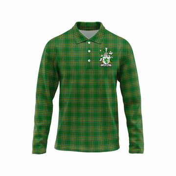 Holmes Irish Clan Tartan Long Sleeve Polo Shirt with Coat of Arms