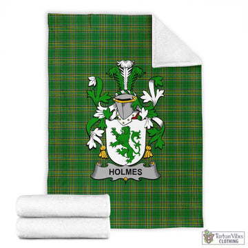 Holmes Irish Clan Tartan Blanket with Coat of Arms