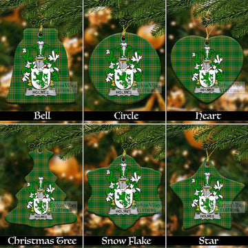 Holmes Irish Clan Tartan Christmas Ceramic Ornament with Coat of Arms