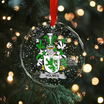 Holmes Irish Clan Christmas Glass Ornament with Coat of Arms