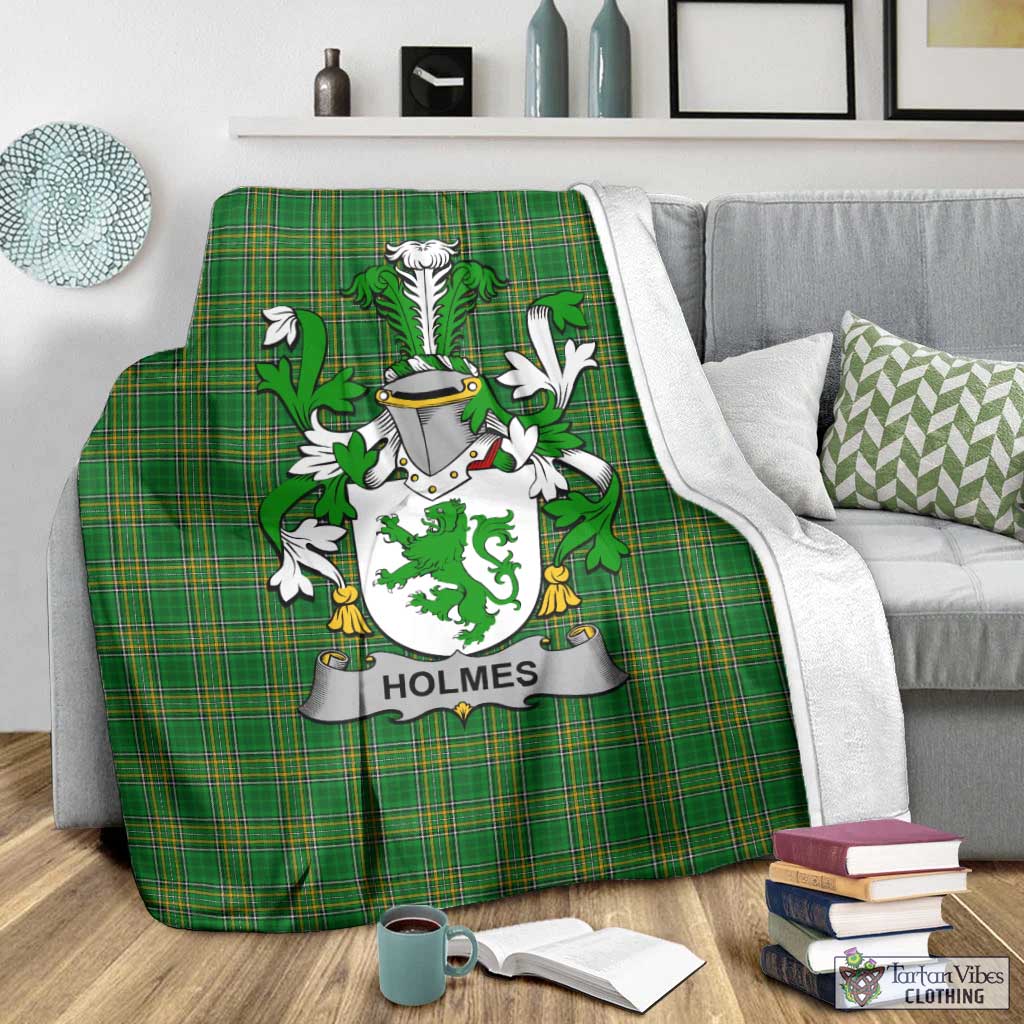Holmes Irish Clan Tartan Blanket with Coat of Arms - Tartan Vibes Clothing