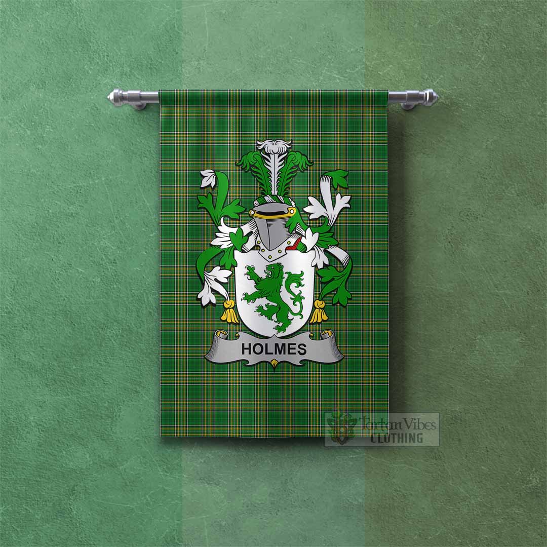 Holmes Irish Clan Tartan Gonfalon, Tartan Banner with Coat of Arms Rectangle - Tartan Vibes Clothing