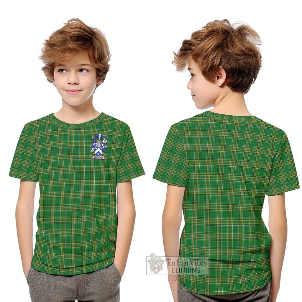 Holywood Irish Clan Tartan Kid T-Shirt with Coat of Arms Youth XL Size14 - Tartan Vibes Clothing