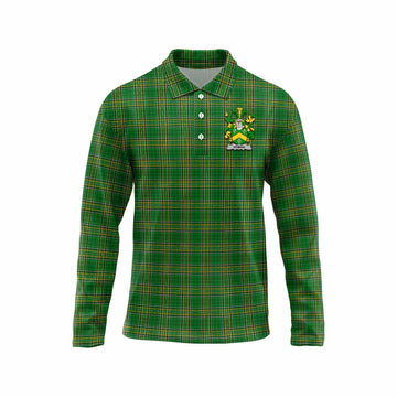 Homan Irish Clan Tartan Long Sleeve Polo Shirt with Coat of Arms