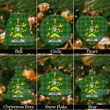 Homan Irish Clan Tartan Christmas Ceramic Ornament with Coat of Arms