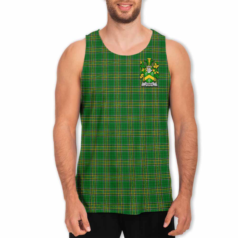 Tartan Vibes Clothing Homan Irish Clan Tartan Men's Tank Top with Coat of Arms