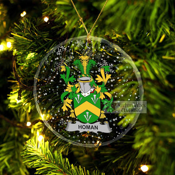 Homan Irish Clan Christmas Glass Ornament with Coat of Arms