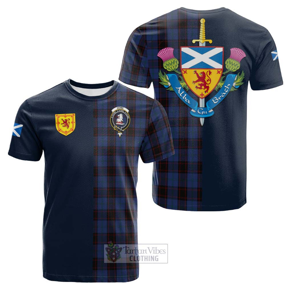 Tartan Vibes Clothing Home Tartan Cotton T-shirt with Scottish Lion Royal Arm Half Style