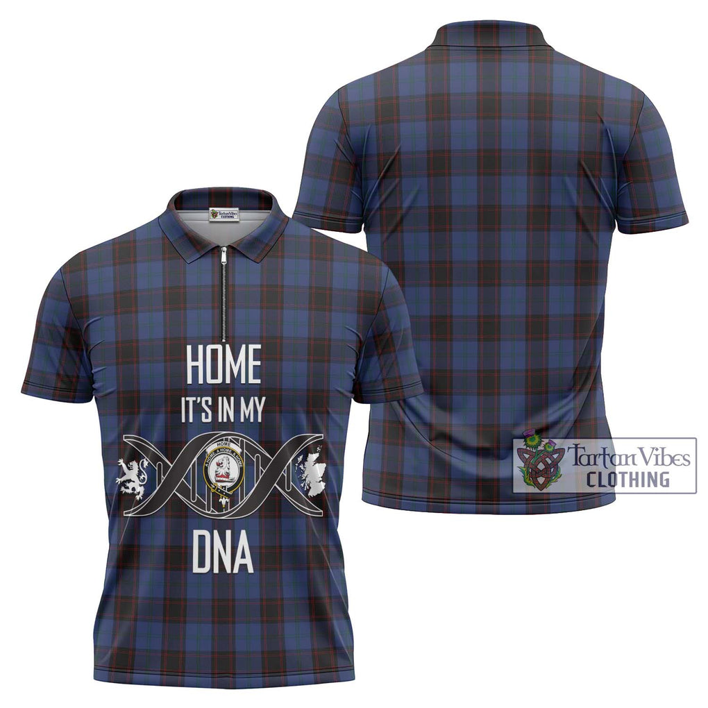 Home (Hume) Tartan Zipper Polo Shirt with Family Crest DNA In Me Style Unisex - Tartanvibesclothing Shop