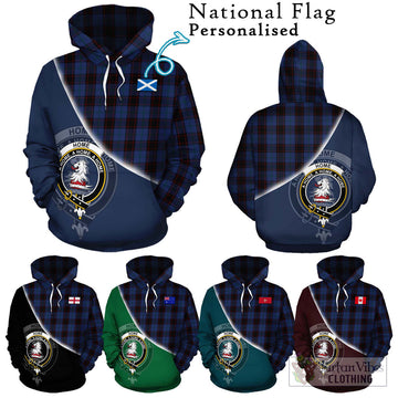 Home (Hume) Tartan Hoodie with Personalised National Flag and Family Crest Half Style