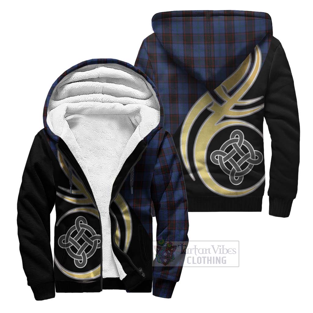 Home (Hume) Tartan Sherpa Hoodie with Family Crest and Celtic Symbol Style Unisex S - Tartan Vibes Clothing