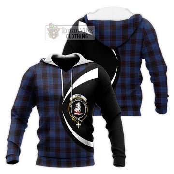 Home (Hume) Tartan Knitted Hoodie with Family Crest Circle Style