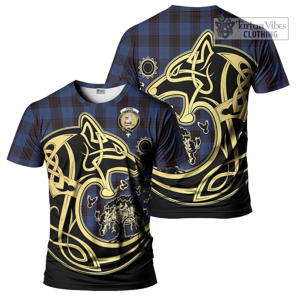 Home (Hume) Tartan T-Shirt with Family Crest Celtic Wolf Style Kid's Shirt - Tartan Vibes Clothing