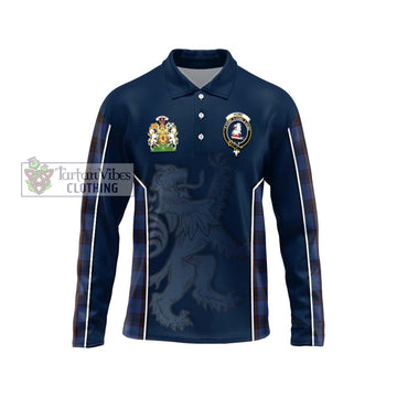 Home (Hume) Tartan Long Sleeve Polo Shirt with Family Crest and Lion Rampant Vibes Sport Style