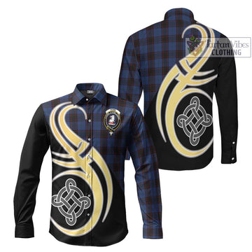 Home (Hume) Tartan Long Sleeve Button Shirt with Family Crest and Celtic Symbol Style