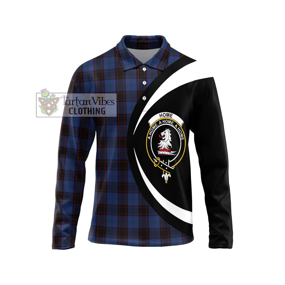 Home (Hume) Tartan Long Sleeve Polo Shirt with Family Crest Circle Style Unisex - Tartan Vibes Clothing