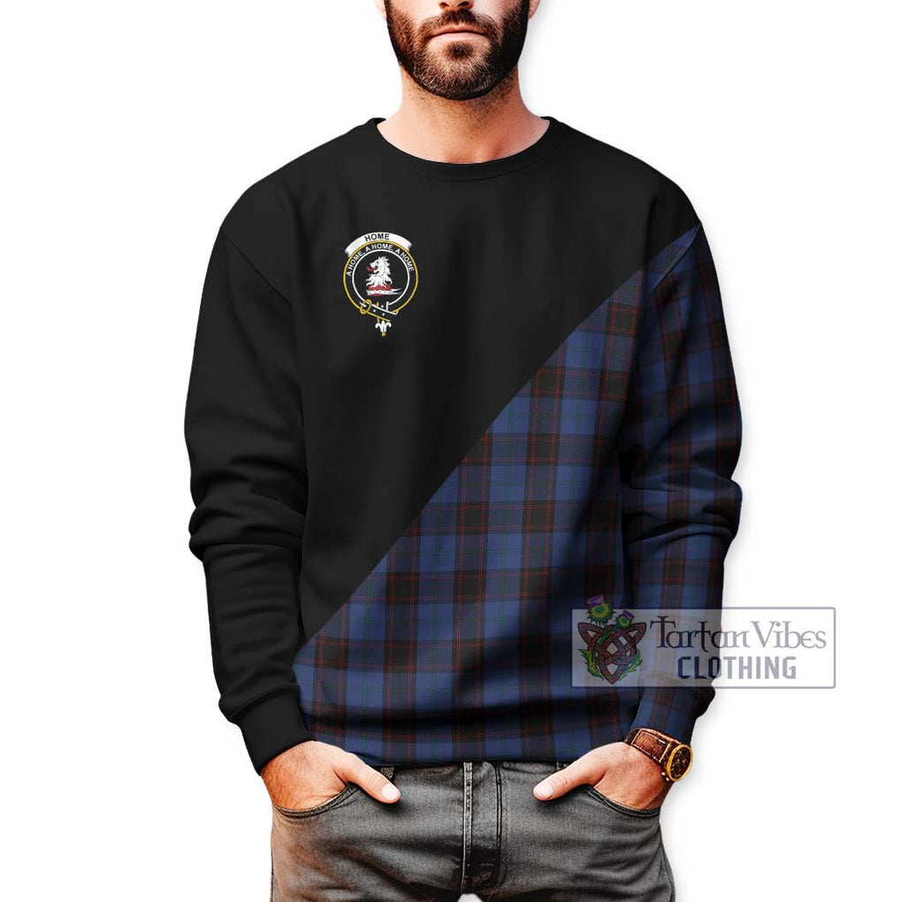 Home (Hume) Tartan Sweatshirt with Family Crest and Military Logo Style Unisex - Tartanvibesclothing Shop