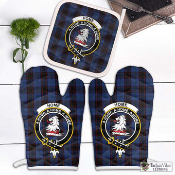 Home (Hume) Tartan Combo Oven Mitt & Pot-Holder with Family Crest White - Tartan Vibes Clothing