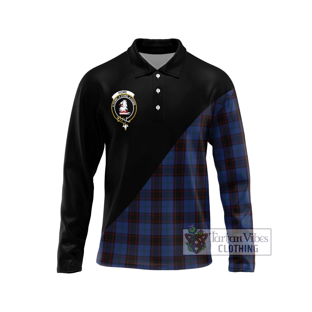 Home (Hume) Tartan Long Sleeve Polo Shirt with Family Crest and Military Logo Style Unisex - Tartanvibesclothing Shop