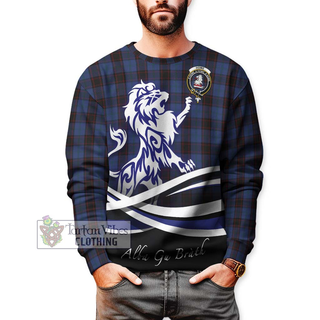 Home (Hume) Tartan Sweatshirt with Alba Gu Brath Regal Lion Emblem Unisex - Tartanvibesclothing Shop