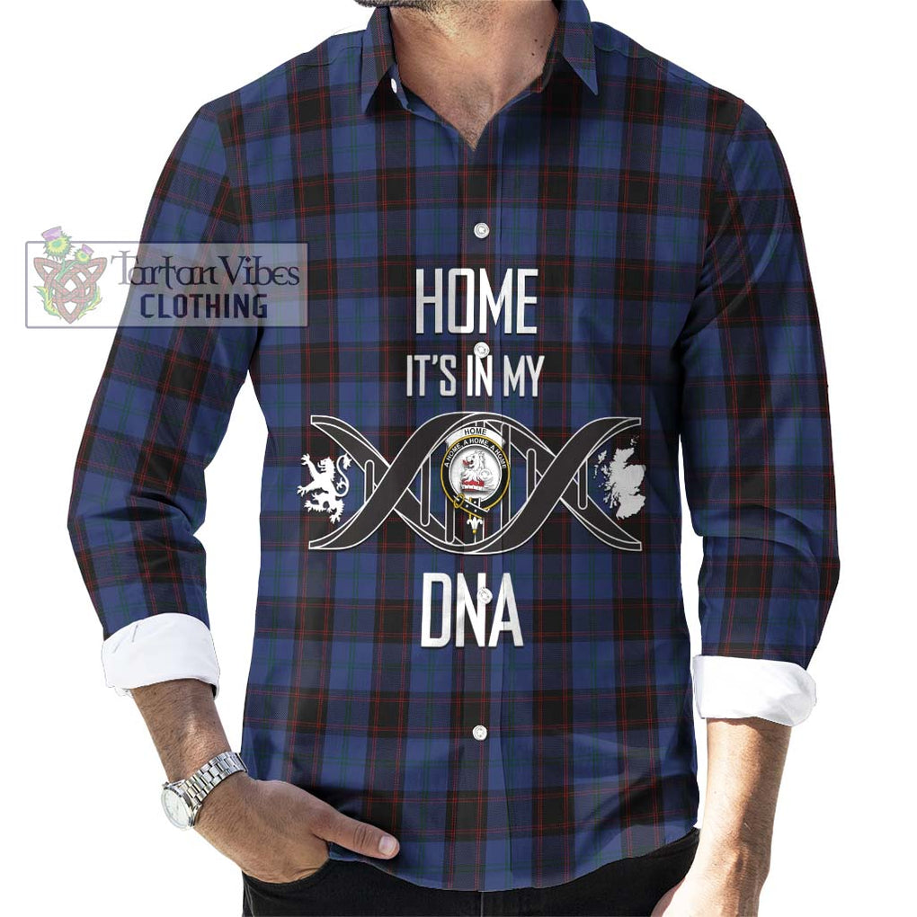 Home (Hume) Tartan Long Sleeve Button Shirt with Family Crest DNA In Me Style Men's Shirt S - Tartanvibesclothing Shop