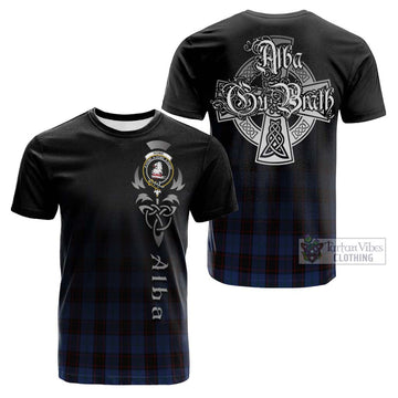 Home (Hume) Tartan Cotton T-shirt Featuring Alba Gu Brath Family Crest Celtic Inspired