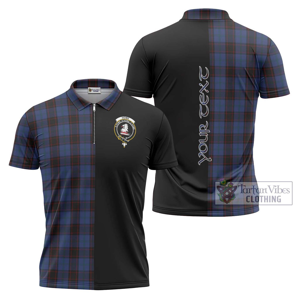 Home (Hume) Tartan Zipper Polo Shirt with Family Crest and Half Of Me Style Unisex - Tartanvibesclothing Shop