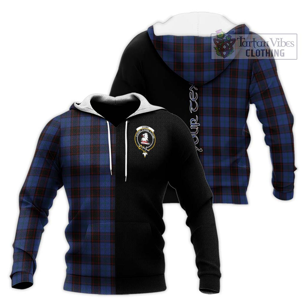 Home (Hume) Tartan Knitted Hoodie with Family Crest and Half Of Me Style Unisex Knitted Pullover Hoodie - Tartanvibesclothing Shop