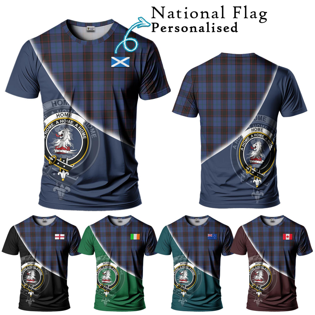 Home (Hume) Tartan T-Shirt with Personalised National Flag and Family Crest Half Style Kid's Shirt - Tartanvibesclothing Shop