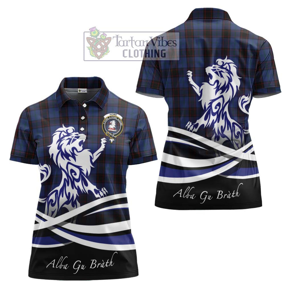 Home (Hume) Tartan Women's Polo Shirt with Alba Gu Brath Regal Lion Emblem Women - Tartanvibesclothing Shop