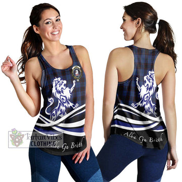 Home (Hume) Tartan Women's Racerback Tanks with Alba Gu Brath Regal Lion Emblem