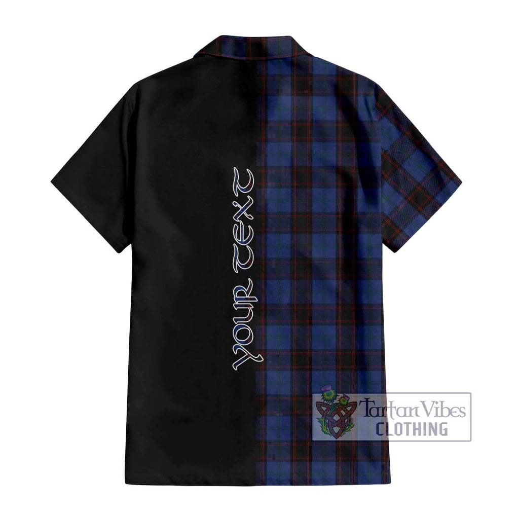 Home (Hume) Tartan Short Sleeve Button Shirt with Family Crest and Half Of Me Style - Tartanvibesclothing Shop