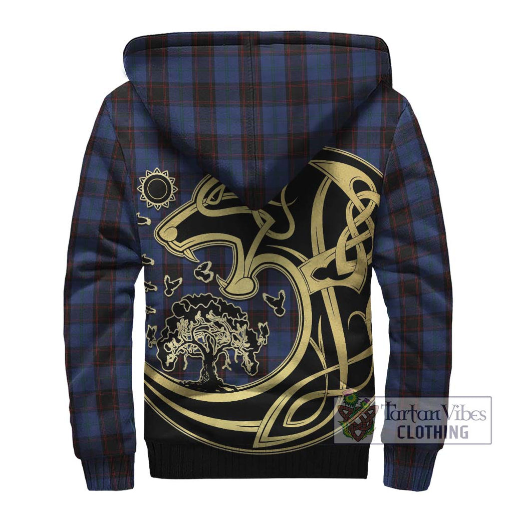 Home (Hume) Tartan Sherpa Hoodie with Family Crest Celtic Wolf Style - Tartan Vibes Clothing