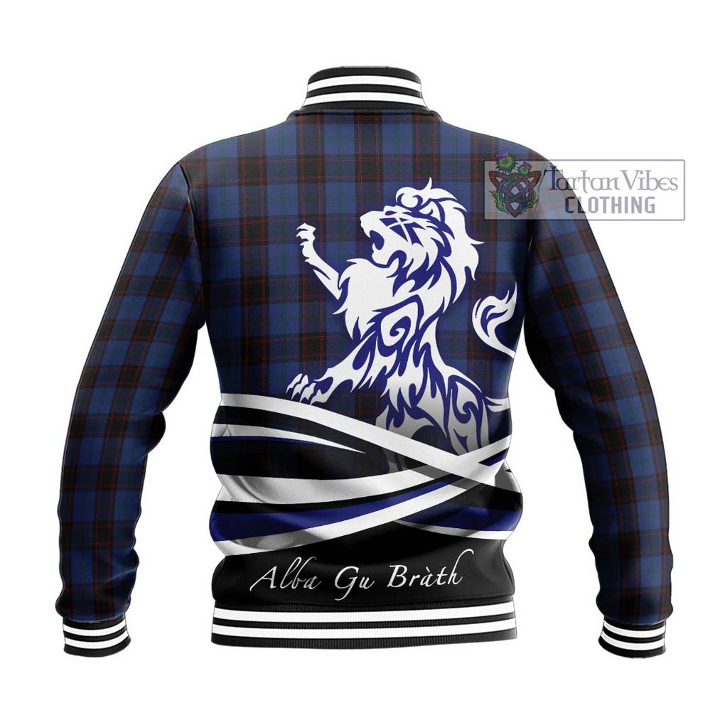 Home (Hume) Tartan Baseball Jacket with Alba Gu Brath Regal Lion Emblem - Tartanvibesclothing Shop