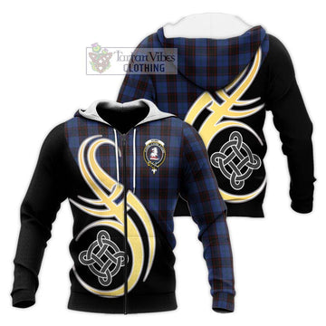 Home (Hume) Tartan Knitted Hoodie with Family Crest and Celtic Symbol Style