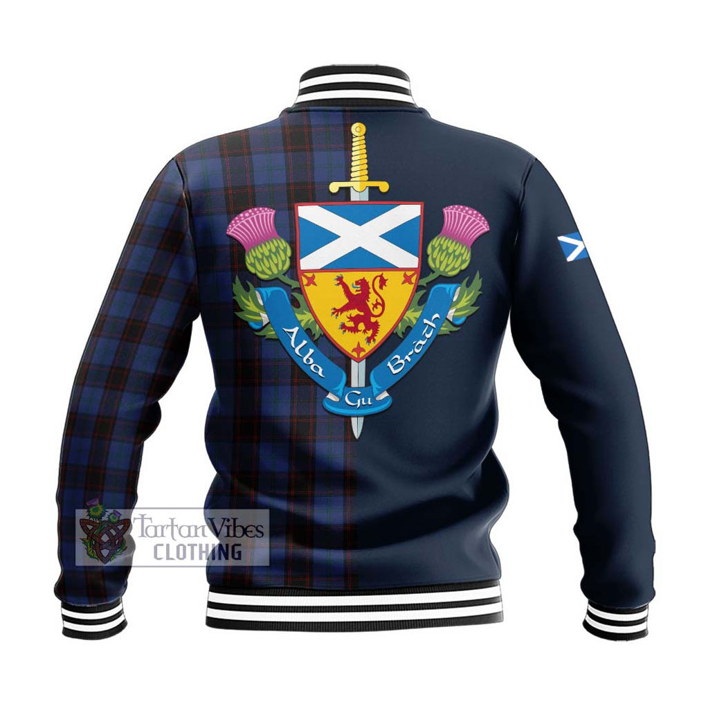 Tartan Vibes Clothing Home Tartan Baseball Jacket with Scottish Lion Royal Arm Half Style