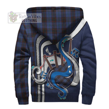 Home (Hume) Tartan Sherpa Hoodie with Epic Bagpipe Style