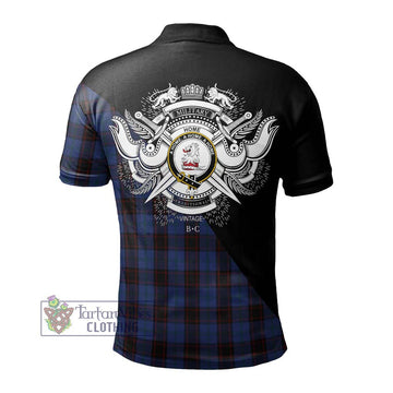 Home (Hume) Tartan Polo Shirt with Family Crest and Military Logo Style