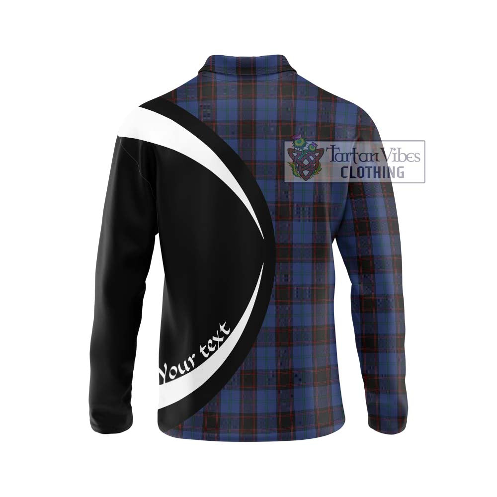 Home (Hume) Tartan Long Sleeve Polo Shirt with Family Crest Circle Style - Tartan Vibes Clothing