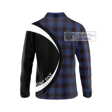 Home (Hume) Tartan Long Sleeve Polo Shirt with Family Crest Circle Style